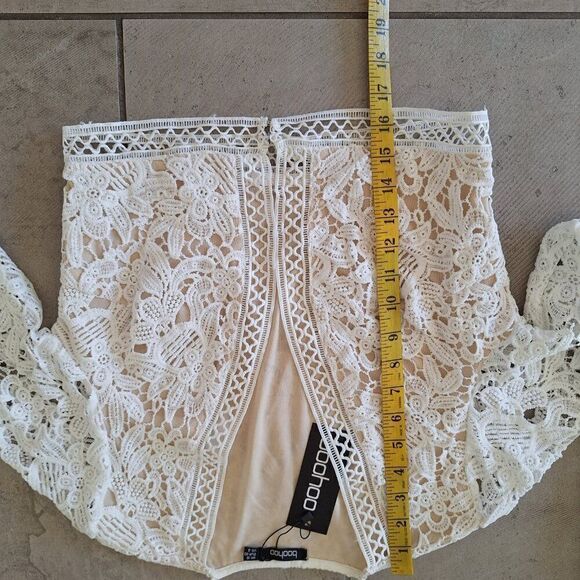 Boohoo cropped knitted lacey‎ top long sleeve size 8 - Picture 7 of 8
